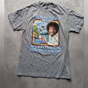Bob Ross Bird Quote Tee Shirt in Gray - Size Small